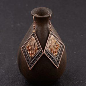 🍏50% OFF/3+...Bohemian Silk Thread Weaving on Metal Frame Dangle Earrings